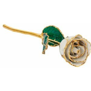 June Lacquered Pearl Colored Rose with Gold Trim