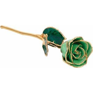 August Lacquered Peridot Colored Rose with Gold Trim