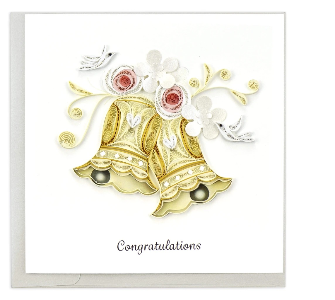 Quilled Wedding Bells Greeting Card